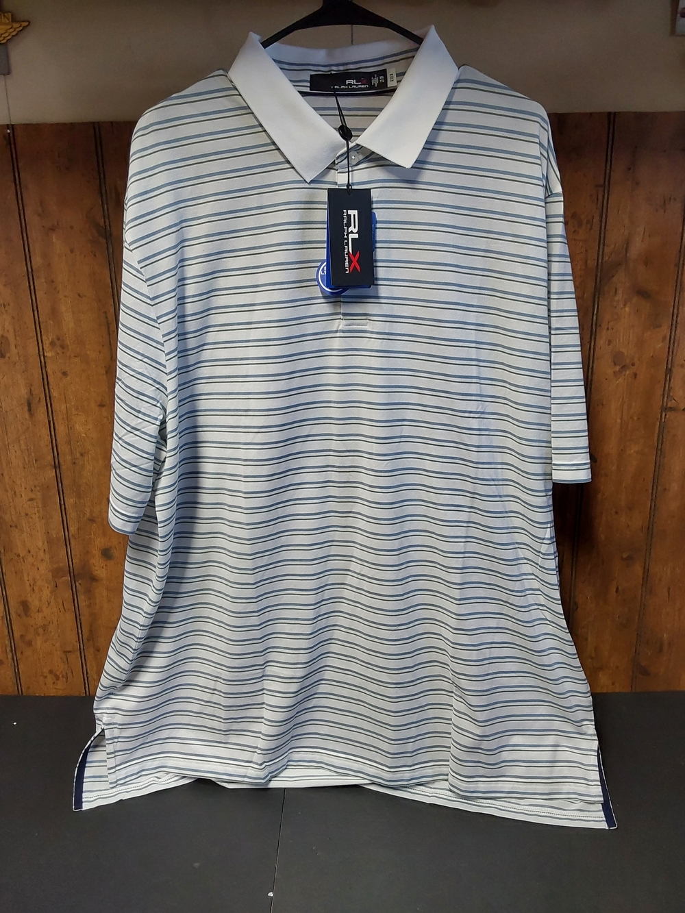 Ralph Lauren White Polo with Light Blue Stripes